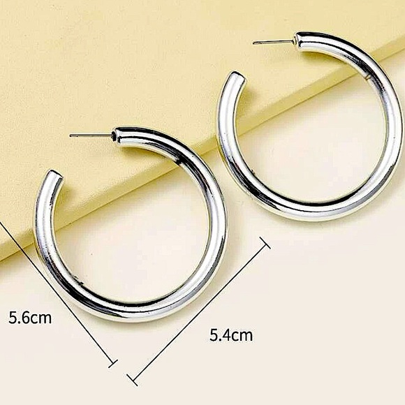 STAINLESS STEEL TUBE HOOP EARRINGS - Picture 3 of 3